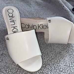 White Calvin Klein heels